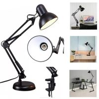 Lampara de mesa 2 en 1 metálica con brazo flexible graduable negra E27