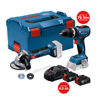 COMBO Bosch: Taladro GSB18V-65 + Amoladora GWS18V-8 + Caja + Kit Cargador + 2 Baterias