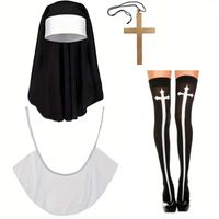 Set x 4 accesorios disfraz monja medias negras Halloween