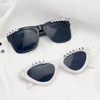 Set x 2 lentes para el novio y la novia diseño perlitas just married recién casados