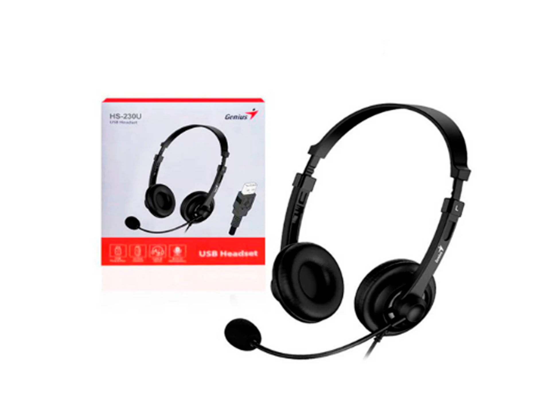AUDIFONO C/MICROF. GENIUS HS-230U USB-A 2.4M NEGRO(31710021401)
