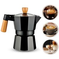 Cafetera Moka Italiana 3 Tazas - 150ml Negro Elegante