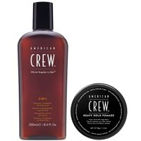 3 en 1 Shampoo, Conditioner, Body Wash +Cera Heavy Hold Pomade American Crew Men