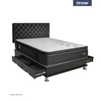 Dormitorio Capitone Futuredic Queen + Almohadas + Protector Gris