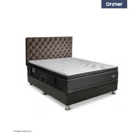 Dormitorio Praktibox Laqueado Cromopedic 1.5 Plazas Capitone Marron