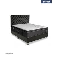 Dormitorio Praktibox Laqueado Cromopedic 1.5 Plazas Capitone Gris Oscuro