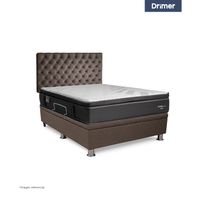 Dormitorio Praktibox Cromopedic 2 Plazas Capitone Marron