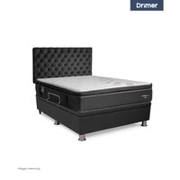 Dormitorio Praktibox Cromopedic 1.5 Plazas Capitone Gris Oscuro