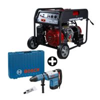 COMBO Martillo Perforador Bosch GBH 12-52 D 1700W 12kg + Generador de Energía Werken 6500W con Motor Honda GX390