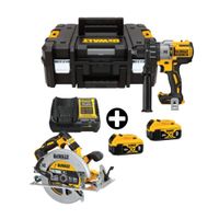COMBO Dewalt: Taladro Percutor DCD996P2T-B2 20v-3v Brushless + Sierra Circular 7-1/4"" 20V BRUSHLESS DCS570B + 2 Bateria 5Ah + Maleta Tstack