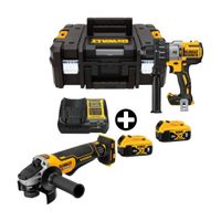 COMBO Dewalt: Taladro Percutor DCD996P2T-B2 20v-3v Brushless + Amoladora Angular 4-1/2"" 20V BRUSHLESS DCG413B + 2 Bateria 5Ah + Maleta Tstack