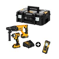 COMBO Rotomartillo SDS Plus 20V + Atornillador 1/4"" 20V DCK260D1P1T Dewalt + Medidor de Distancia Láser DWHT77100 Dewalt