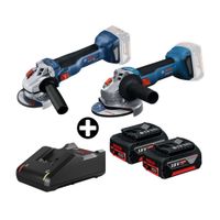 COMBO Bosch: Amoladora Inalámbrica GWS18v-8 + Amoladora angular GWS 18V-10 + 2 Baterías 18v 4ah + Cargador Bivolt