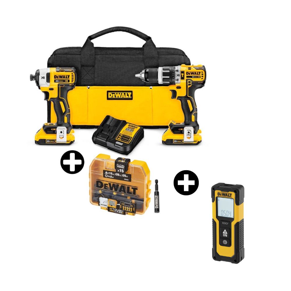 COMBO Taladro y Atornillador 20V Modelo DCD796 y DCF887 Dewalt + Medidor de Distancia Láser DWHT77100 Dewalt