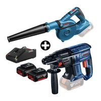 COMBO Bosch: Rotomartillo inalámbrico 18V GBH 180-LI Brushless + Soplador aire GBL 18V-120 + 2 Baterías 18v 4ah + Cargador Bivolt