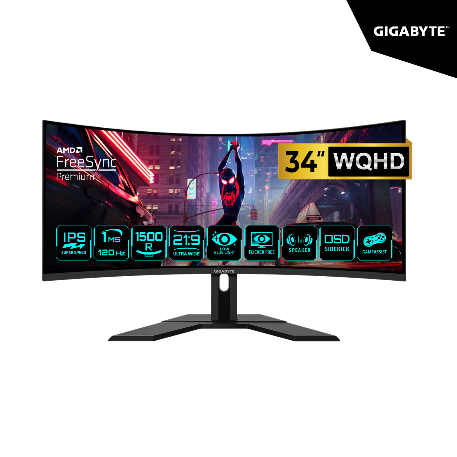 MONITOR GIGABYTE GAMING CURVO GS34WQCA 34 WQHD 3440x1440 120HZ 1MS AMD Freesync Premium