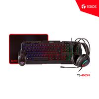 KIT TEROS TE-4063N  KIT 4 en 1 Teclado Multimedia + Mouse + Headset + Mouse Pad.