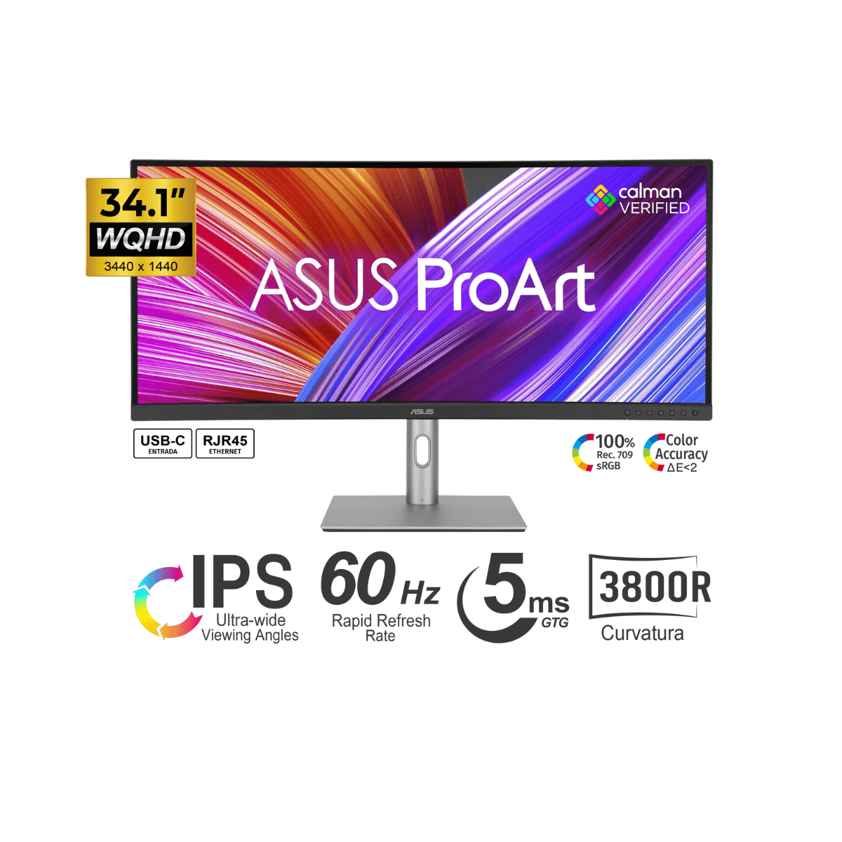 MONITOR ASUS PROART PA34VCNV CURVO IPS 3440x1440 DisplayPort HDMI WQHD 60Hz 5ms