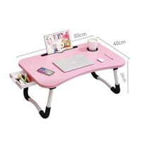 Mesa Bandeja Plegable Multiusos para Laptop y Desayuno con Soporte 60 x 40 cm Rosado
