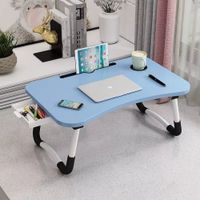 Mesa Bandeja Plegable Multiusos para Laptop y Desayuno con Soporte 60 x 40 cm Celeste