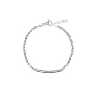 Pulsera Bolitas con Dije de Barra Plata 925 Hombre