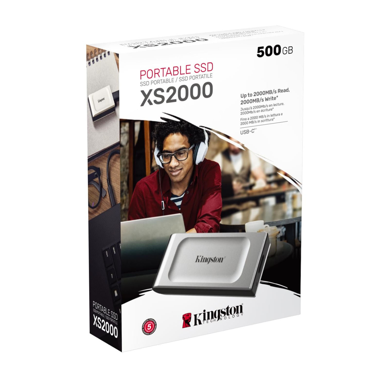 SSD Externo Kingston XS2000 500GB USB-C 3.2 Gen 2x2 Portátil 2000MB/s
