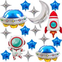 Set x 17 globos cumpleaños fiesta temática espacial astronauta cohete