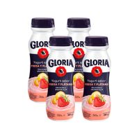 Pack Yogurt GLORIA Parcialmente Descremado Sabor a Fresa y Plátano Botella 180g x 4un
