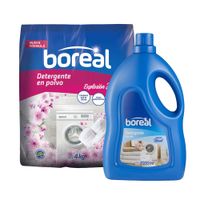 Pack BOREAL: Detergente en Polvo Explosión Floral Bolsa 4Kg + Detergente Líquido Floral Galonera 2 L