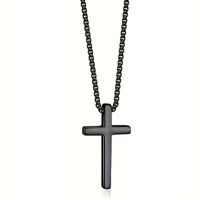 Collar minimalista de cruz modelo unisex negro