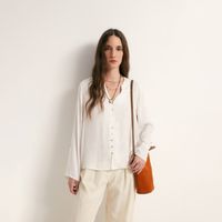 Blusa Mujer Sfera Fluida Botones Blanco