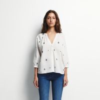 Blusa Mujer Sfera Ranglan Botones Blanco
