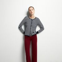 Chaqueta Punto Rayas Mujer Sfera Marino