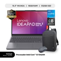 Laptop Lenovo IDEAPAD Slim 3 Gen 10 Core I5-13420H 16GB RAM 512 SSD + Mochila + Mouse