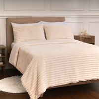 Edredon Pv26 Stripes Flannel Ivory 1.5 Plazas