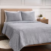 Edredon Pv26 Stripes Flannel Light Gris 1.5 Plazas