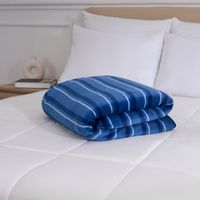 Frazada Oi26 Print Sherpa Rayas Azul 1.5 Plazas