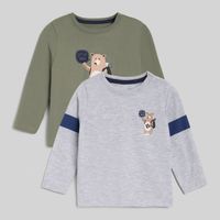 Pack X2 Polos Manga Larga Para Bebe Niño Front Print Baby Circus