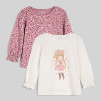 Pack X2 Polos Manga Larga Para Bebe Niña Baby Circus