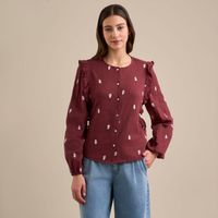 Blusa Mujer Ruffle Amc Manga Larga