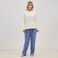 Pijama Mujer Floral Coral Zafin Manga Larga