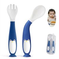 Pack Cubiertos Flexibles Pingüino Para Bebe Baby Froggie Azul