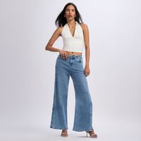 Jean Mujer Broche Symbol Wide Leg