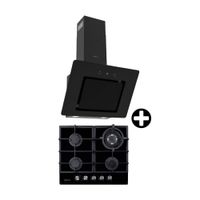 COMBO Klimatic: Cocina Empotrable Aosta 60 Negra 60cm + Campana Extractora 60cm Decorativa Aria Negro