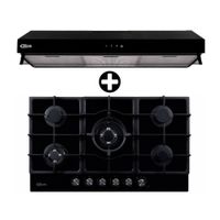 COMBO Klimatic: Cocina Empotrable Aosta 90 Negra 90cm + Campana Extractora 90cm Haarlem Negro