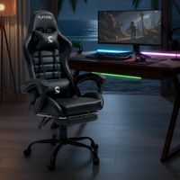 Silla Gamer Con Masajeador Lumbar Playpro X1 Negro Base De Metal