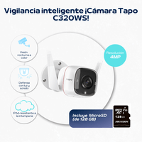 Cámara de seguridad Wi-Fi Tapo C320WS 2K QHD + Micro SD 128GB exterior lente fija - Tp-Link