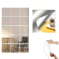 Espejo adhesivo de pared 30cm x 30cm cuadrado 6 pcs