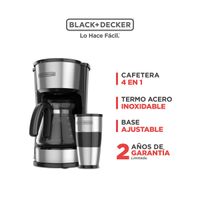 Cafetera BLACK AND DECKER 1.25L 4 en 1 CM0755S Negro