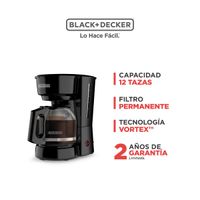 Cafetera BLACK+DECKER 12 Tazas Vortex Negro